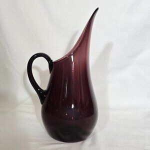 Amethyst Hand Blown Art Glass Swung Pitcher